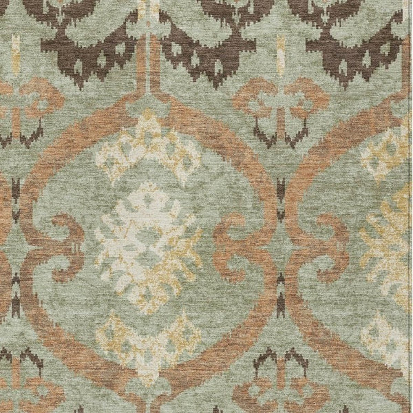Ikat Polyester Area Rug Washable Fade Resistant for Indoor Outdoor Patio and High Traffic Rooms