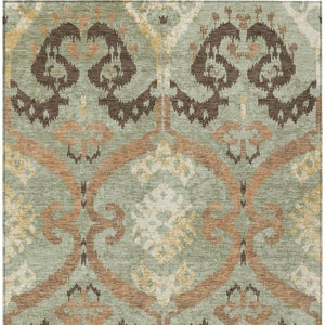 Ikat Polyester Area Rug Washable Fade Resistant for Indoor Outdoor Patio and High Traffic Rooms