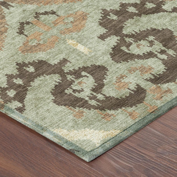 Ikat Polyester Area Rug Washable Fade Resistant for Indoor Outdoor Patio and High Traffic Rooms