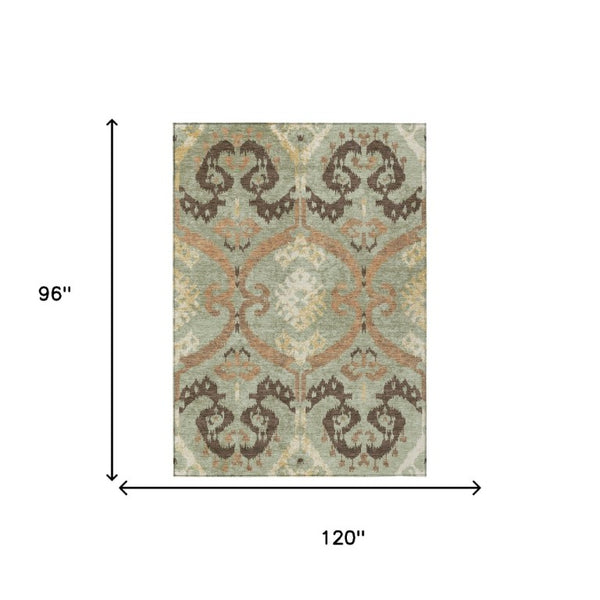 Ikat Polyester Area Rug Washable Fade Resistant for Indoor Outdoor Patio and High Traffic Rooms