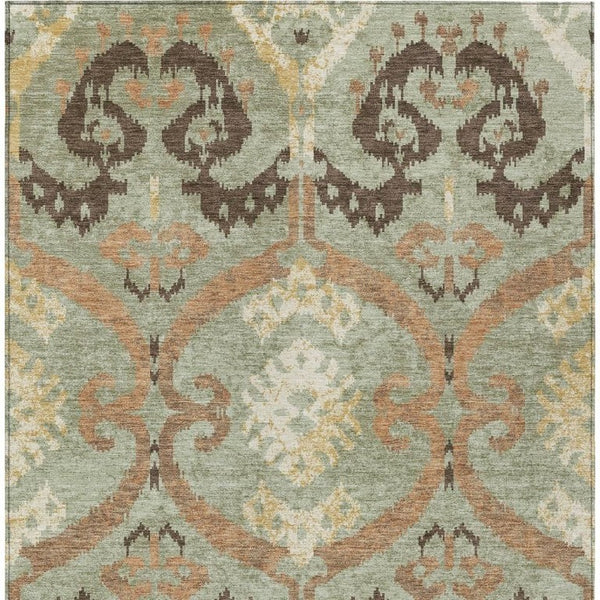 Ikat Polyester Area Rug Washable Fade Resistant for Indoor Outdoor Patio and High Traffic Rooms