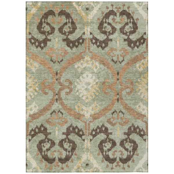 Ikat Polyester Area Rug Washable Fade Resistant for Indoor Outdoor Patio and High Traffic Rooms