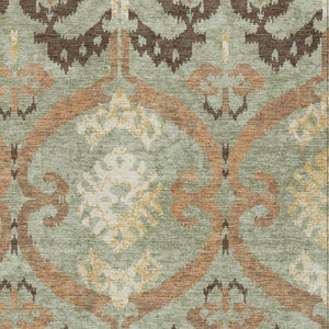 Ikat Polyester Area Rug Washable Fade Resistant for Indoor Outdoor Patio and High Traffic Rooms