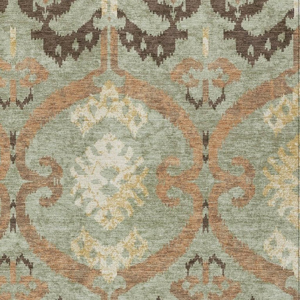Ikat Polyester Area Rug Washable Fade Resistant for Indoor Outdoor Patio and High Traffic Rooms