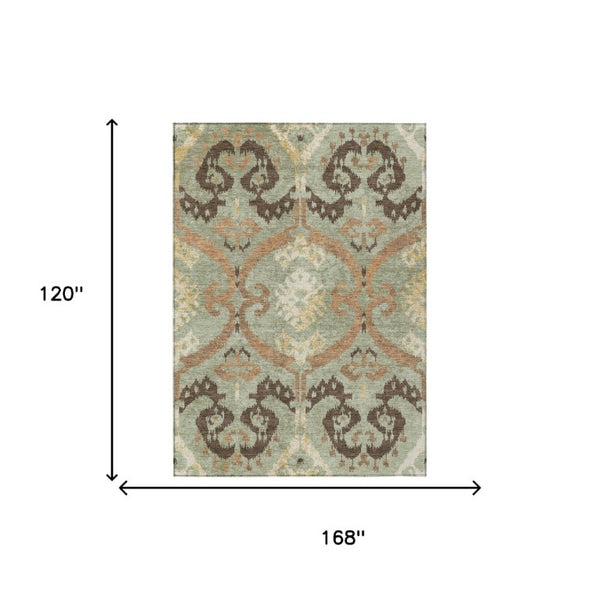 Ikat Polyester Area Rug Washable Fade Resistant for Indoor Outdoor Patio and High Traffic Rooms