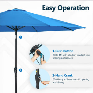 English Elm 11 Foot Solar Led Patio Umbrella Uv Resistant Polyester Canopy with Crank and Tilt B082P454991