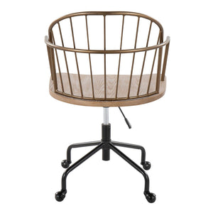 English Elm Riley Farmhouse Adjustable Office Chair - Rustic White-Washed Wood & Antique Copper Metal Design B202P223952-GIGA