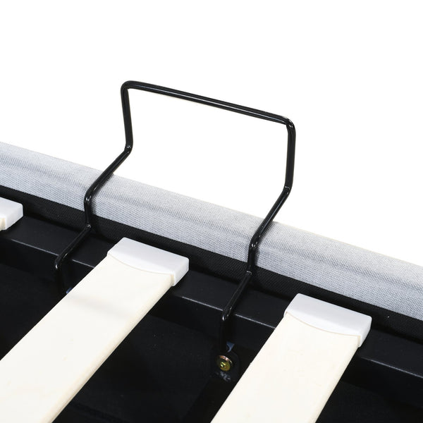 English Elm Twin Upholstered Hydraulic Storage Bed with Vertical Stripe Headboard, Space-Saving Modern Platform Gray SF000185AAE