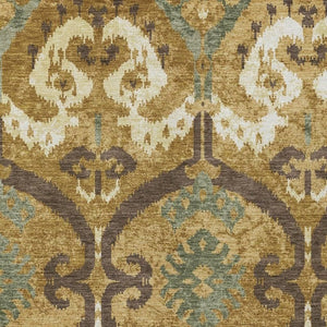 HomeRoots Gold Brown Ikat Polyester Area Rug Machine Washable for Indoor Outdoor Patio Use 9' x 12' 733406