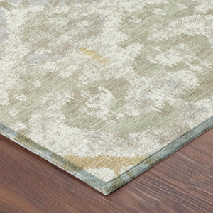 8 Ft Round Ikat Washable Polyester Area Rug for Indoor Outdoor Patios and Living Rooms