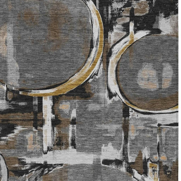 HomeRoots 9 X 12 Abstract Polyester Area Rug Washable Machine Woven for Indoor Outdoor Use 733424