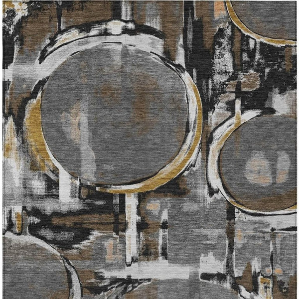 9 X 12 Abstract Polyester Area Rug Washable Machine Woven for Indoor Outdoor Use