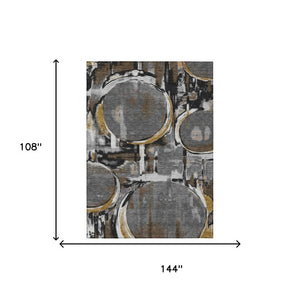 9 X 12 Abstract Polyester Area Rug Washable Machine Woven for Indoor Outdoor Use