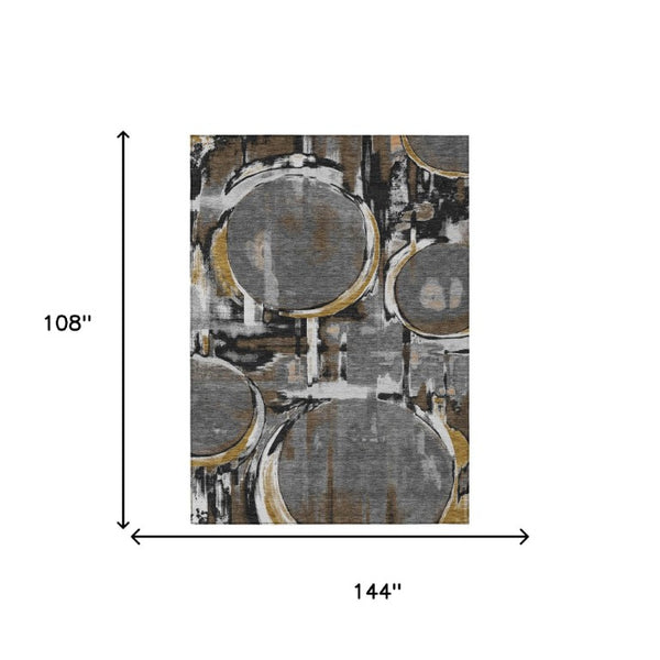 9 X 12 Abstract Polyester Area Rug Washable Machine Woven for Indoor Outdoor Use