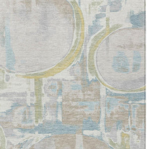 Ivory Pearl Abstract Washable Polyester Area Rug for Stylish Indoor Outdoor Living Spaces