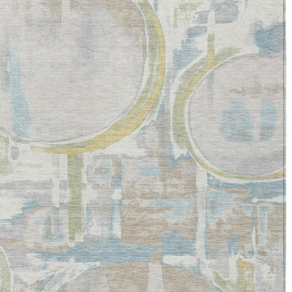 Ivory Pearl Abstract Washable Polyester Area Rug for Stylish Indoor Outdoor Living Spaces