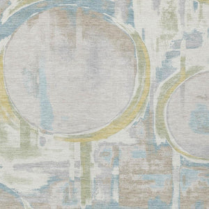 Ivory Pearl Abstract Washable Polyester Area Rug for Stylish Indoor Outdoor Living Spaces