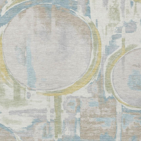 Ivory Pearl Abstract Washable Polyester Area Rug for Stylish Indoor Outdoor Living Spaces