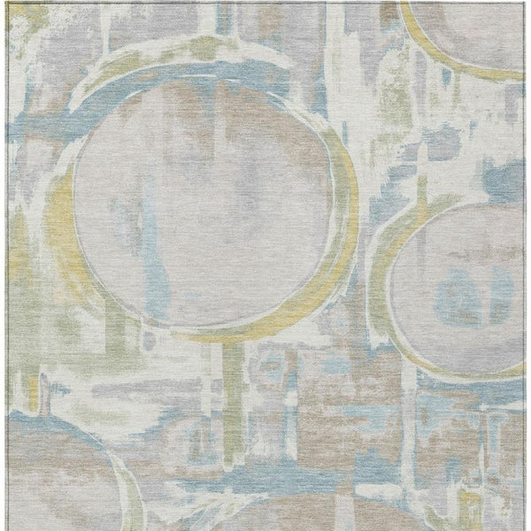 Ivory Pearl Abstract Washable Polyester Area Rug for Stylish Indoor Outdoor Living Spaces