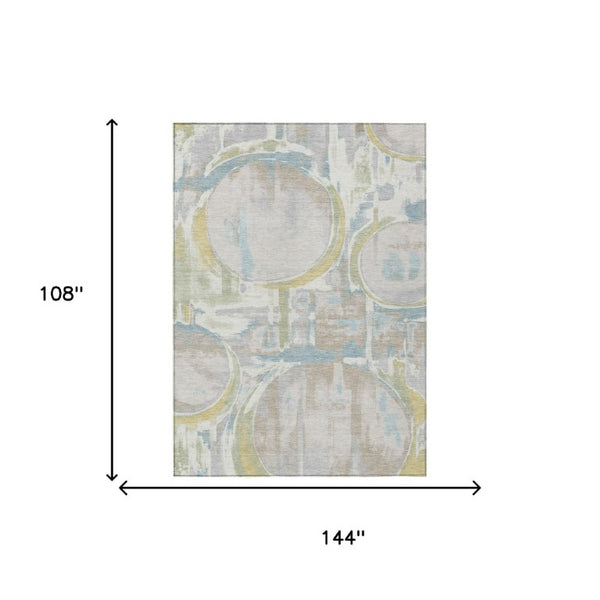 Ivory Pearl Abstract Washable Polyester Area Rug for Stylish Indoor Outdoor Living Spaces
