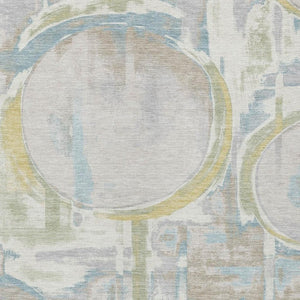 HomeRoots Ivory Pearl Abstract Washable Polyester Area Rug for Stylish Indoor Outdoor Living Spaces 10' x 14' 733431