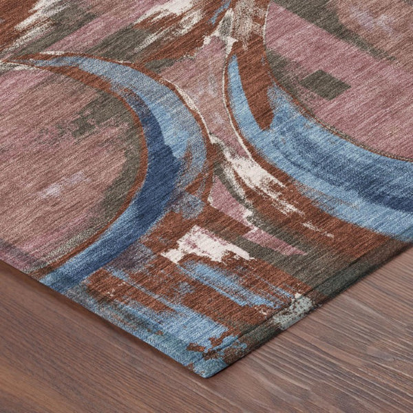 Abstract Washable Polyester Area Rug for Indoor Outdoor Living Spaces Modern Merlot Pattern