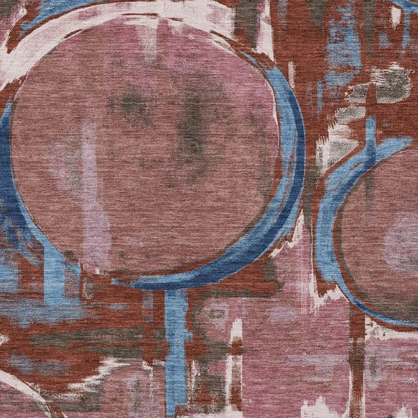 HomeRoots Abstract Washable Polyester Area Rug for Indoor Outdoor Living Spaces Modern Merlot Pattern 8' x 10' 733435