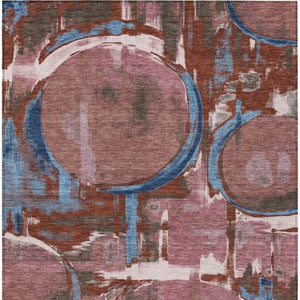 Abstract Washable Polyester Area Rug for Indoor Outdoor Living Spaces Modern Merlot Pattern