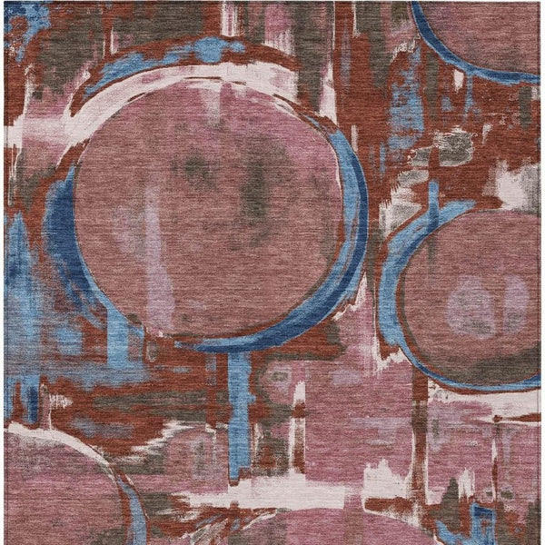 Abstract Washable Polyester Area Rug for Indoor Outdoor Living Spaces Modern Merlot Pattern