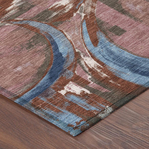 Abstract Washable Polyester Area Rug for Indoor Outdoor Living Spaces Modern Merlot Pattern