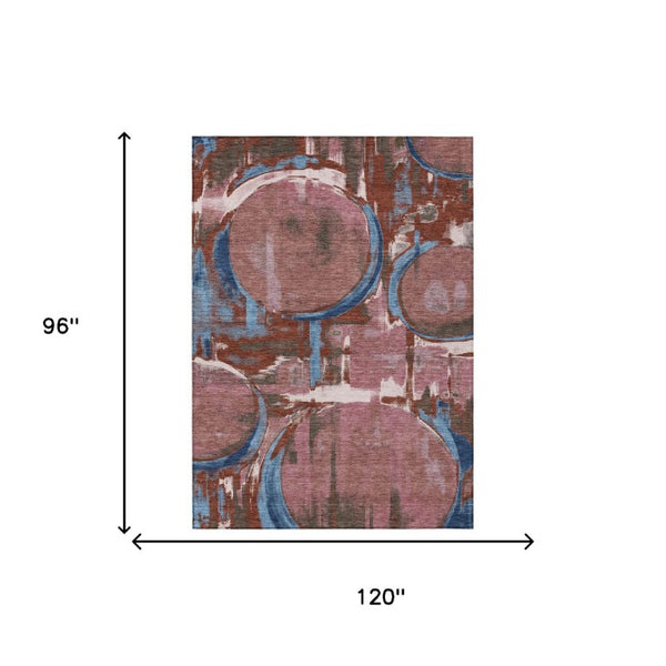 Abstract Washable Polyester Area Rug for Indoor Outdoor Living Spaces Modern Merlot Pattern