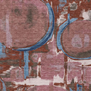 Abstract Washable Polyester Area Rug for Indoor Outdoor Living Spaces Modern Merlot Pattern