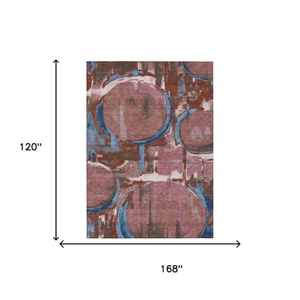 Abstract Washable Polyester Area Rug for Indoor Outdoor Living Spaces Modern Merlot Pattern