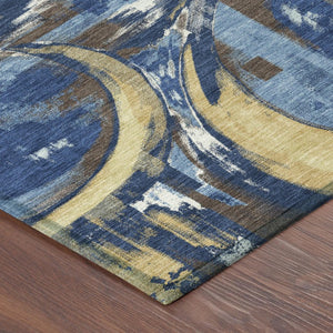 8 Ft Round Abstract Polyester Area Rug Machine Washable for Indoor Outdoor Spaces