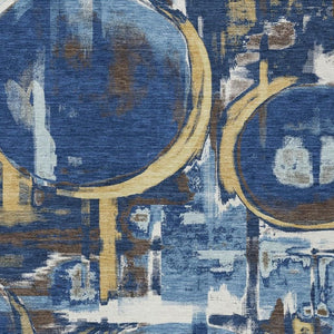 HomeRoots 8 X 10 Navy Abstract Washable Polyester Area Rug for Patios and Living Rooms 733441