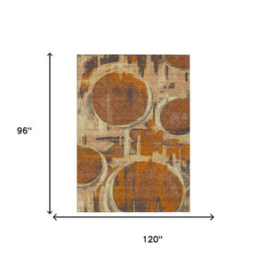 8 Ft X 10 Ft Abstract Washable Polyester Area Rug for Patio and Living Spaces