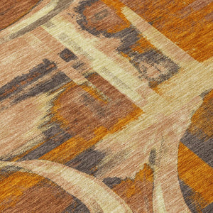 9x12 Abstract Polyester Area Rug Washable Low Pile for Indoor Outdoor Spaces