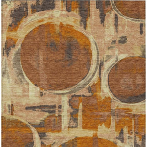 10 X 14 Abstract Polyester Area Rug Washable Felt Backed for Patio or Living Room