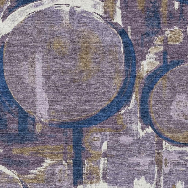 HomeRoots 5x8 Abstract Plum Purple Washable Polyester Rug for Patios Kitchens and Entryways 733451