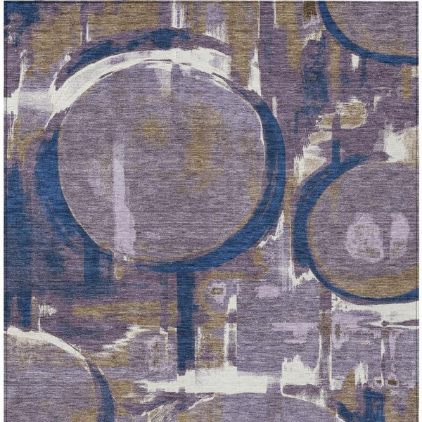 5x8 Abstract Plum Purple Washable Polyester Rug for Patios Kitchens and Entryways