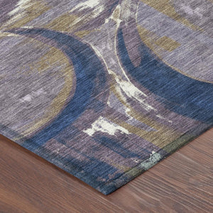5x8 Abstract Plum Purple Washable Polyester Rug for Patios Kitchens and Entryways