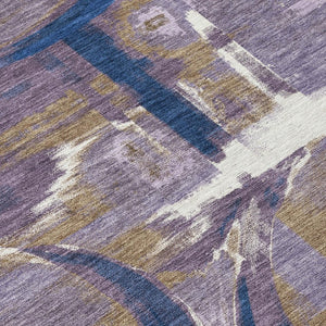 5x8 Abstract Plum Purple Washable Polyester Rug for Patios Kitchens and Entryways