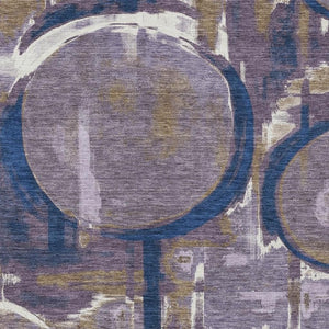 HomeRoots 8x10 Abstract Plum Purple Washable Polyester Rug for Indoor Outdoor Living Spaces 733453