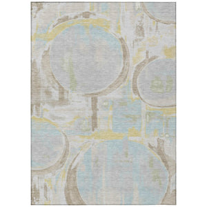 5 X 8 Abstract Washable Polyester Area Rug for Indoor Outdoor Patios and Entryways