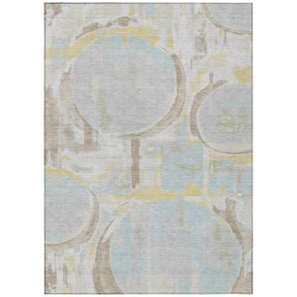 5 X 8 Abstract Washable Polyester Area Rug for Indoor Outdoor Patios and Entryways