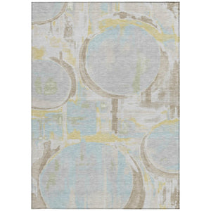 8 X 10 Abstract Polyester Area Rug Washable Silver Gray Indoor Outdoor Decor