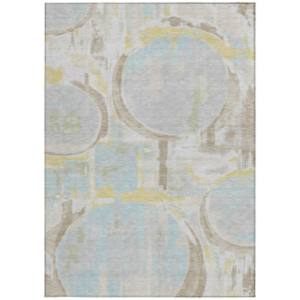 8 X 10 Abstract Polyester Area Rug Washable Silver Gray Indoor Outdoor Decor