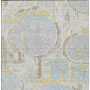 9x12 Abstract Silver Gray Washable Polyester Area Rug for Indoor Outdoor Spaces
