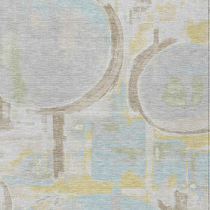 HomeRoots 10' X 14' Silver and Gray Abstract Washable Indoor Outdoor Area Rug 733461