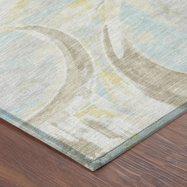 10' X 14' Silver and Gray Abstract Washable Indoor Outdoor Area Rug